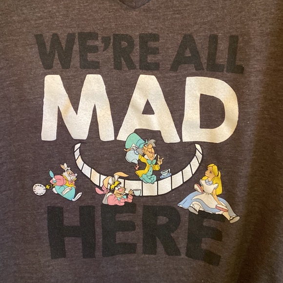 Disney Alice In Wonderland We're All Mad Here Tshirt women 2x gray cotton poly - Picture 4 of 6
